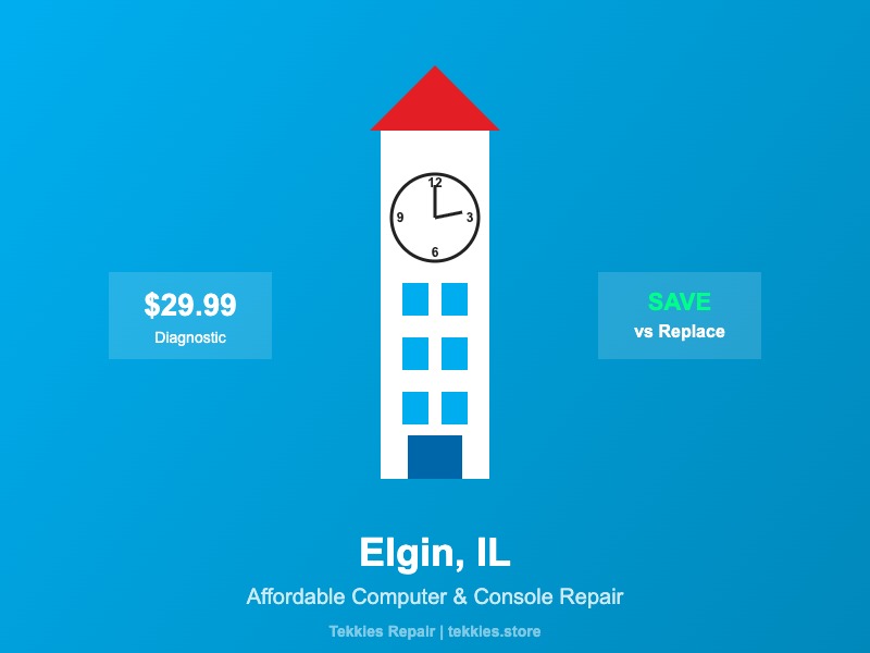 Elgin IL computer repair shop - affordable console and PC repair by Tekkies near Elgin Illinois
